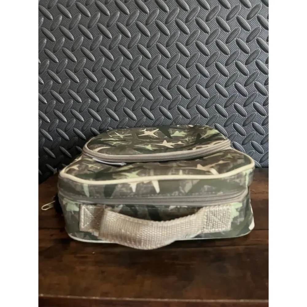 Bentology Lunch Bag and Box Set for Boys Bento Jets Camo Green Airplanes
